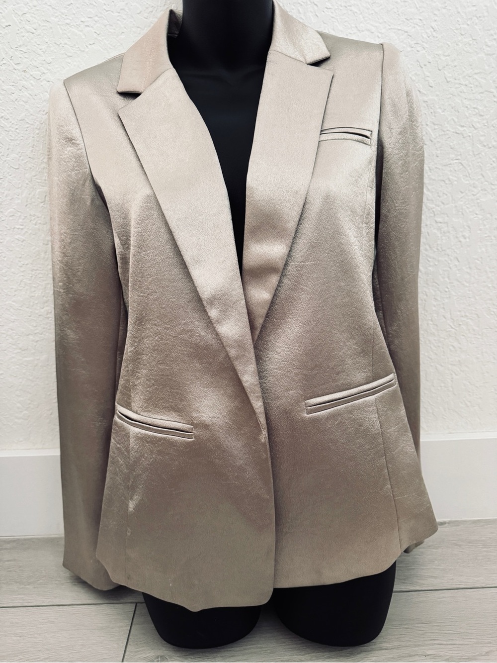 Metallic Champagne Blazer Jacket - Women's